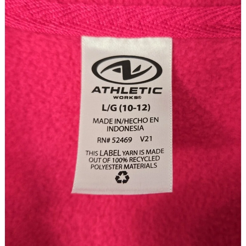 Athletic Works Girls 3/4 Zip‎ Fleece Jacket Size Large (10/12). Pink